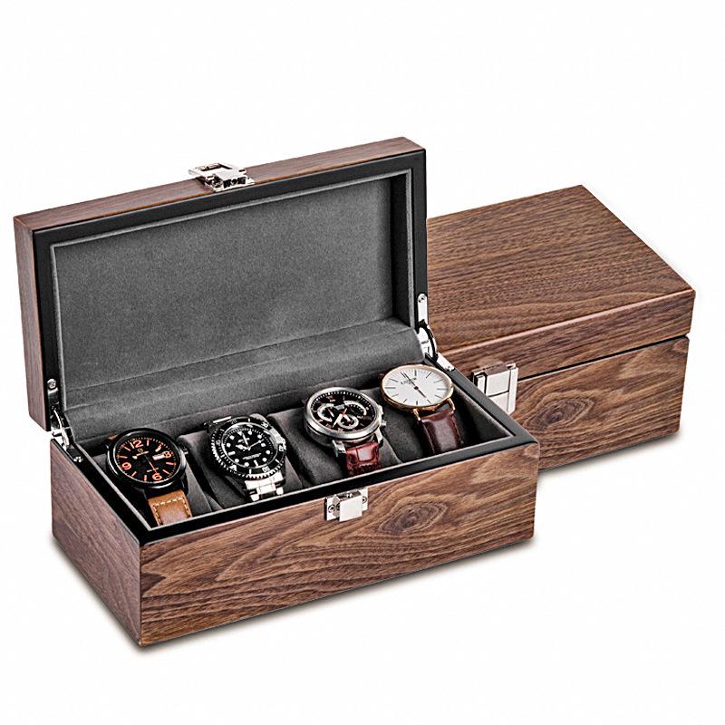 Walnut Wood Watch and Jewelry Organizer Box - Storage for Wristwatches, Bracelets, and More