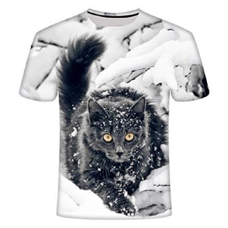 Summer New Style Summer Women's Loose Round Neck Short Sleeve Cat 3D Printed T-shirt