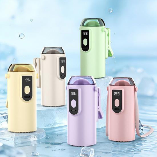 Ventilador Pessoal Portátil Mini com Display Digital Operação Silenciosa Clipe Rotativo Ventilador de Chapéu Recarregável Ventilador de Pescoço Suspenso com Cordão