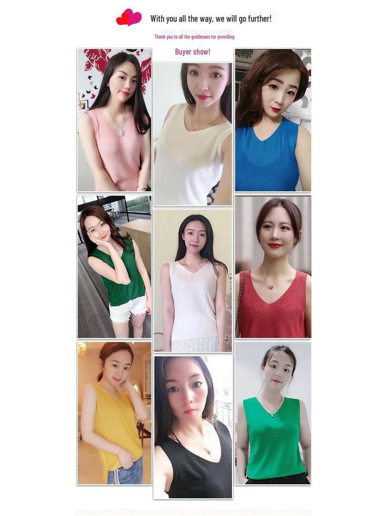 Canottiera T-shirt Estiva in Maglia di Seta Ghiacciata da Donna Taglie Forti