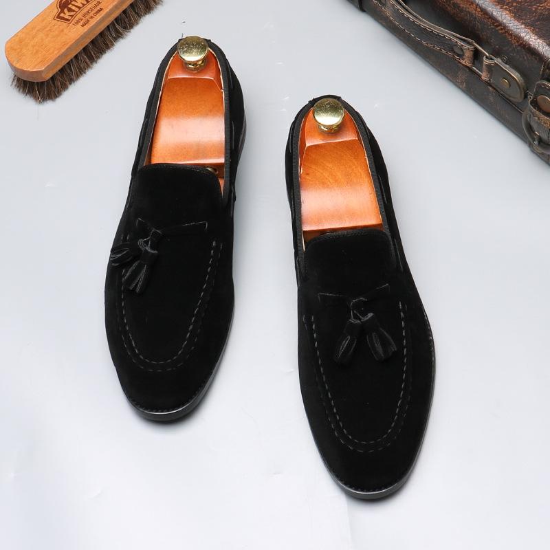 703-2 Loafers Men's Tassel Loafers Large Size Casual One-Pedal Leather Shoes