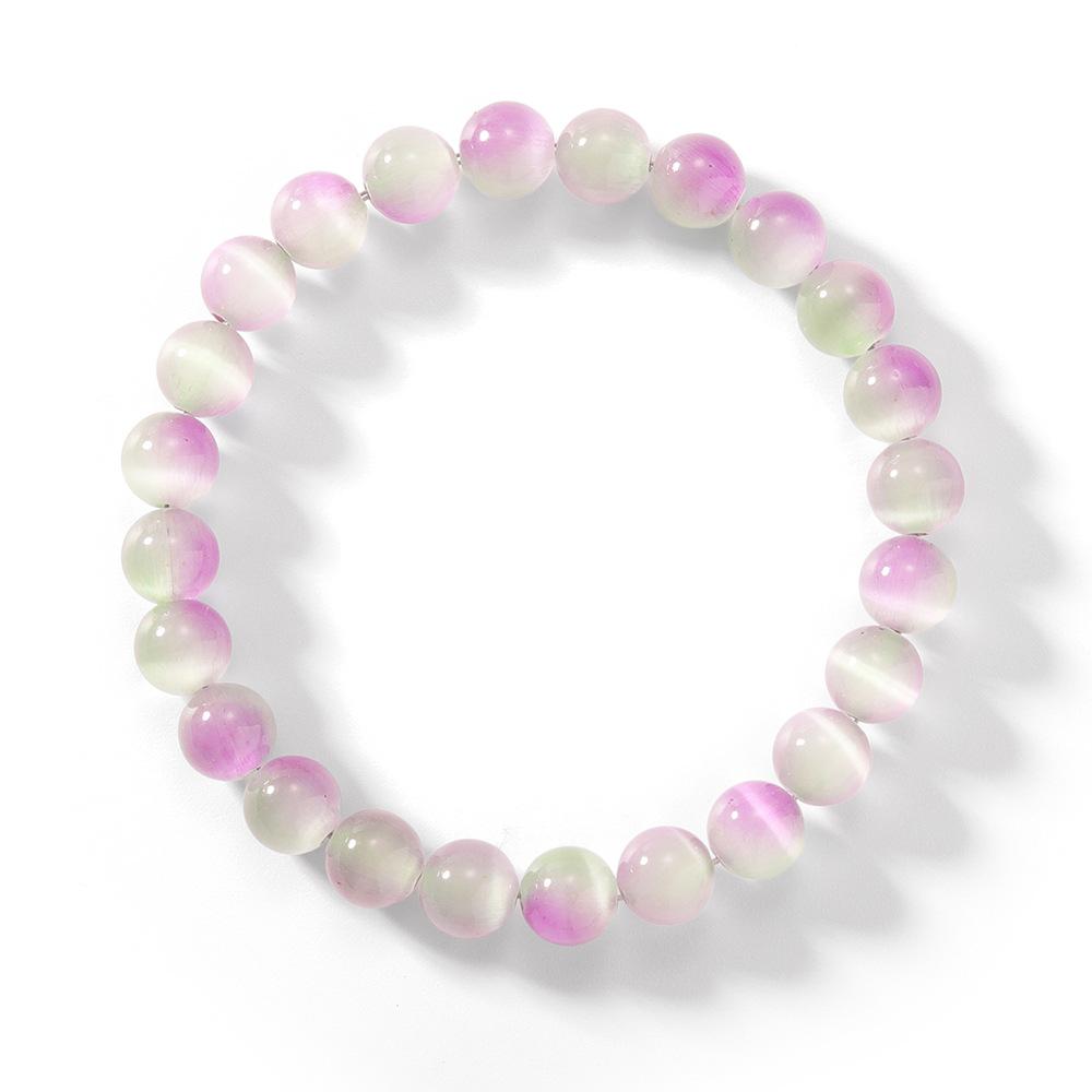 Festive Gifts Purple Green Gradient Cat Eye Stone Beaded Bracelet Sweet Fashion Jewelry For Women Daily Wear Gift