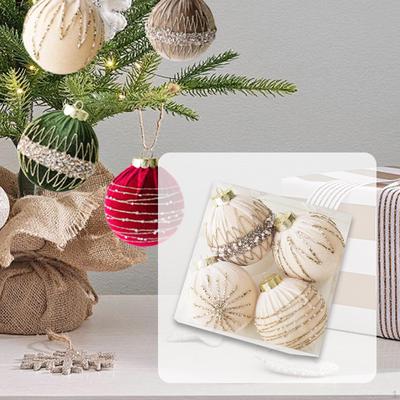 4 Pieces Velvet Christmas Ball Ornaments Tree DIY Home Decor Xmas Decorations