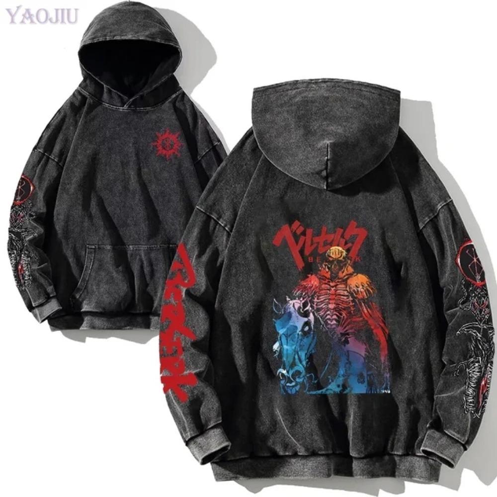 Hanorac Vintage pentru Bărbați Anime Berserk Manga Grafic Larg Modă Pulover Îmbrăcăminte de Toamnă Haine Casual Topuri Femei Hanorace
