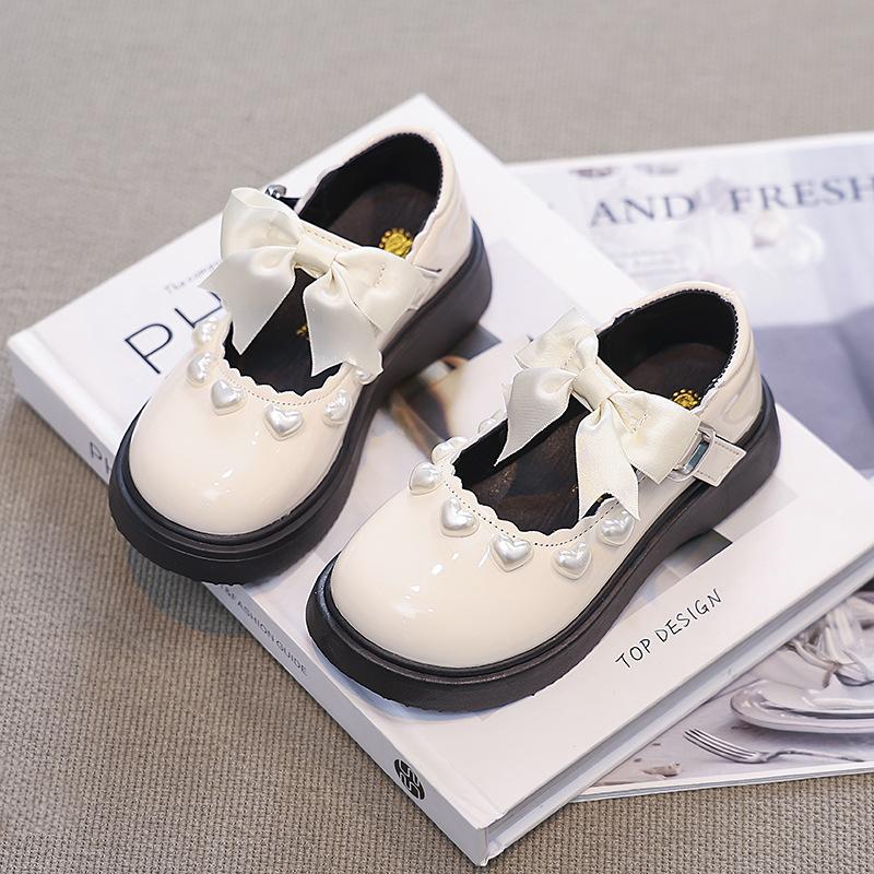 Girls' leather shoes 2025 spring and autumn new children's Mary Jane princess shoes girls performance shoes bow pearl single shoes
