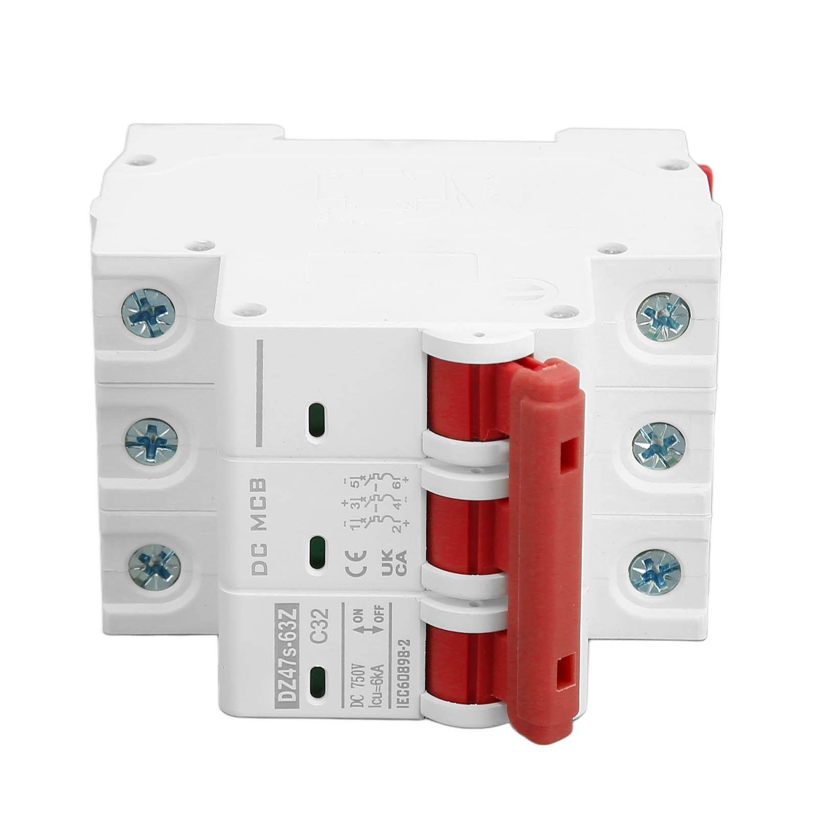 

3P Small Circuit Breaker 6000A Breaking Ability Magnetic System Mini Circuit Breaker DC750V 32A