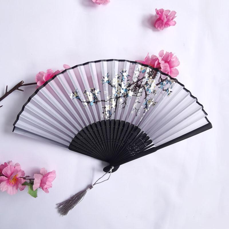 Vintage Bamboo Silk Women's Folding Fan - Portable Dance Gift