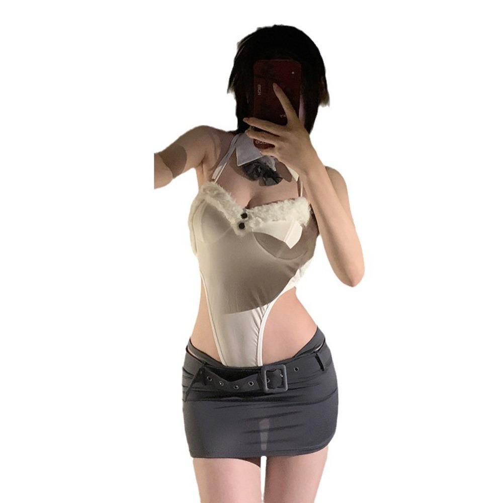 Domila's New Sexy Underwear Sexy Temptation Bunny Uniform Peach Buttocks Bow Tie Women's Suit F488