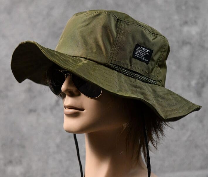 Avirex Safari Hat Outdoor Cap Size Khaki Men's Adventure/Mountain (17158300), Water-Repellent, (7987988) (JP, Chart, 57.0 Cm, 59.0 Cm, (Regular Size))
