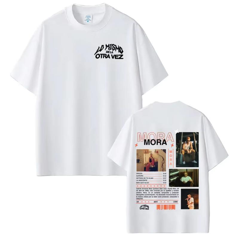 Rapper Mora Lo Mismo De La Otra Vez T Shirts Mens Clothing Hip Hop Fashion Short Sleeve T-Shirts Casual Cotton Oversized T-shirt