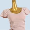 + Chest Pad Gyaru Sexy Square Collar Design Sense Niche T-shirt Women Summer Pure Desire Slim Fit Slimming Short Sleeve Small Top