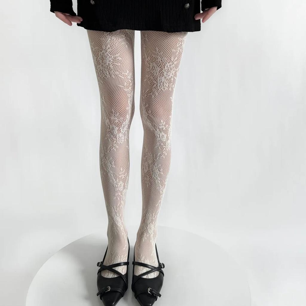 Sexy Holllow Lace Floral Thigh High Women Stockings Y2k Pantyhose Lingerie Hosiery Mesh Fishnet Stockings Women Tights Pantyhose