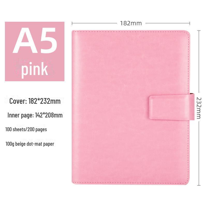 Business Leather A5 Notebook - Detachable Loose-Leaf for Office Meetings and Sales Contracts