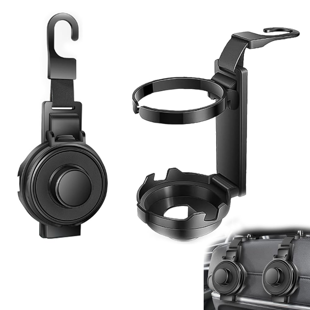 

KASELIN 2 шт. Многофункциональный автомобильный крючок Автомобильный крючок, 3 в 1 Складной автомобильный держатель для напитков чёрный