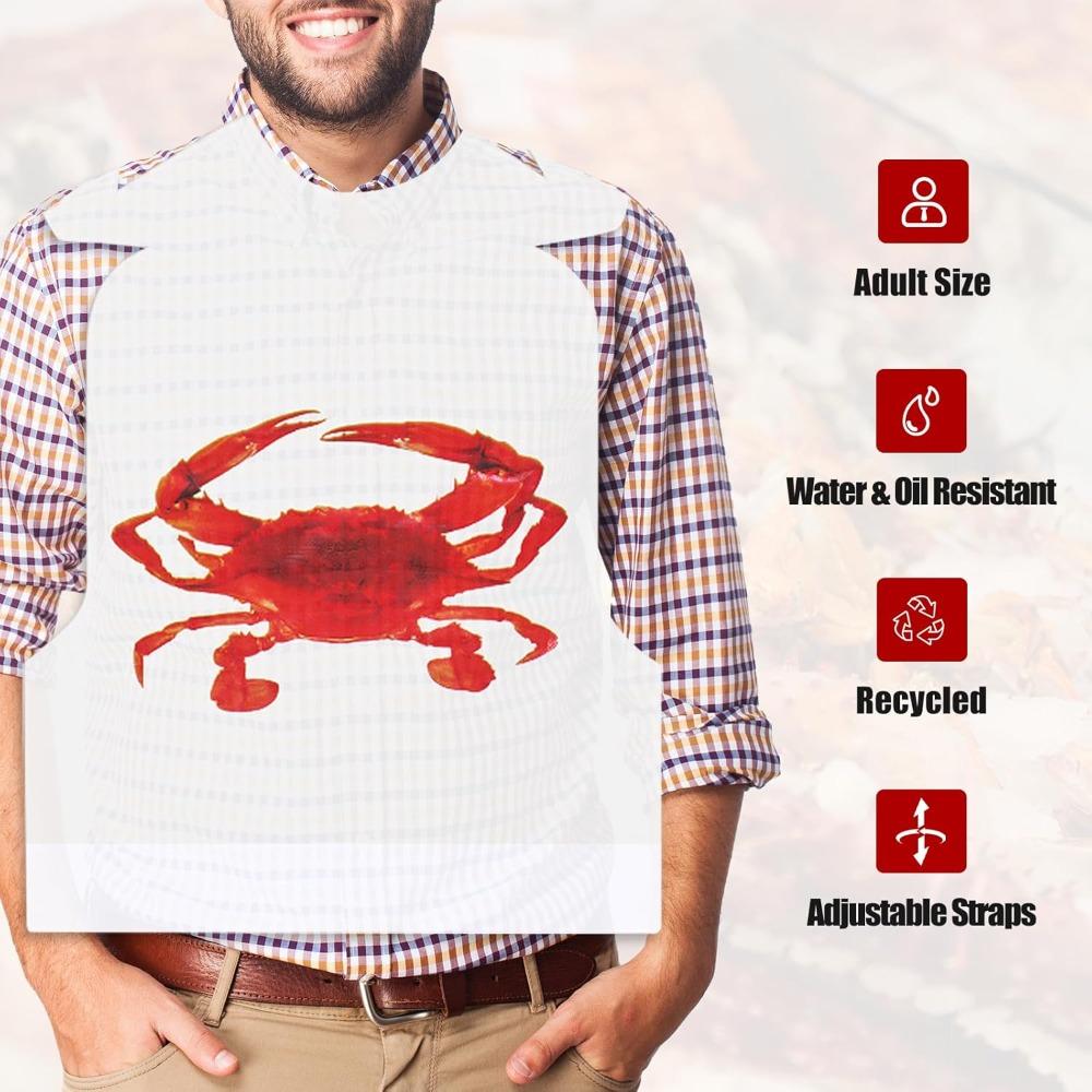 25 Pack Crab Apron Seafood Artist Adult Bibs Lobster Disposable for Eating Aprons Painting Plastic Bib Bibs Clear Party Supplies