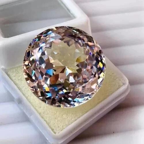 Natural Combodian White Zircon 50-51 Ct Round Cut Flawless Loose Gemstone