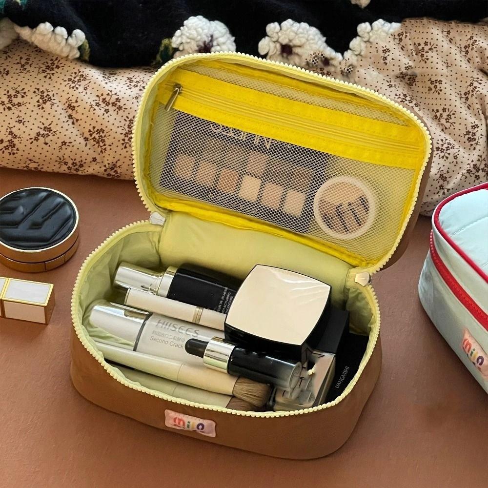 Handbag Contrast Color Cosmetic Bag Macaron Color Toiletries Bag Sweet Fresh Makeup Bags  Student