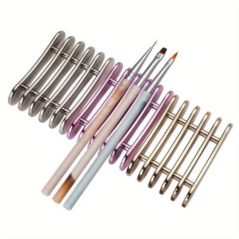5 Grids Nail Art Painting Brush Holder Nail Brush Rack Painting Pen Rest Holder Stand UV Gel Brush Display Holder Manicre Tools