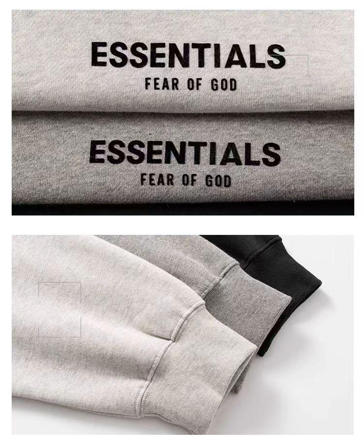 22SS Hooded Sweatshirt with Front and Back Flocking - ESSENTIALS Trendy American Streetwear, Cross-Border Hoodie with Double Stitching.