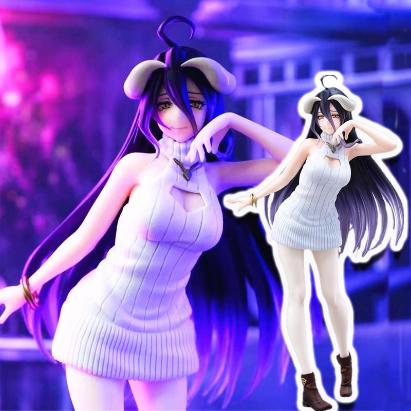 21cm Overlord Albedo Anime Figure Woolen Dress Albedo Action Figure Ainz Ooal Gown Figurine PVC Model Toys Doll Adult Collection