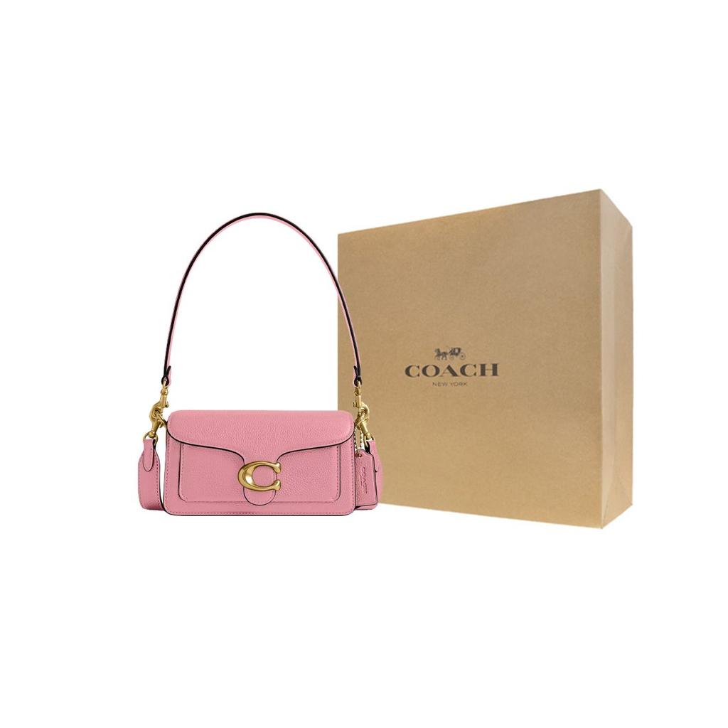 Coach Bolsa de Mão Transversal de Ombro Tabby 20 com Fecho de Botão de Pressão Couro Polido tipo Pedrinha Pequena Bolsas Femininas Rosa CY201-B4OUS