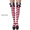 Festival-Schleifenakzent Gestreifte Lange Socken für Damen Weihnachtsfeiern Cosplay Oberschenkelhoch Über dem Knie Strümpfe Strumpfwaren