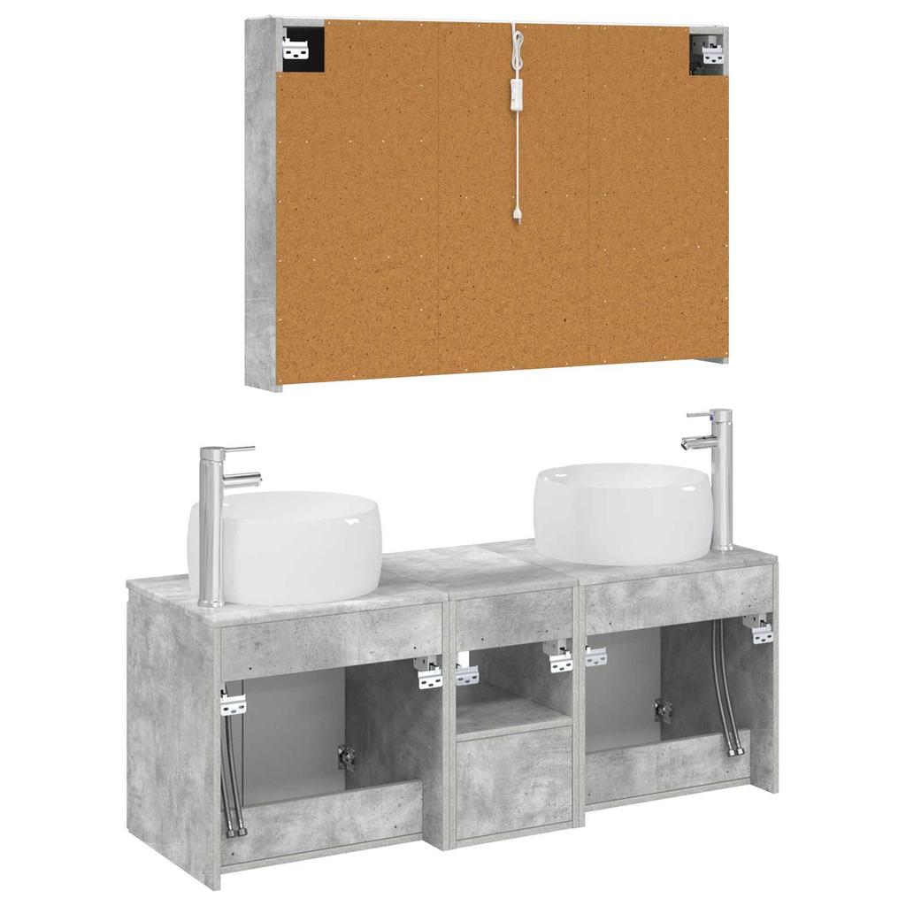 Bathroom Cabinet Set 4 Pcs Concrete Grey Wood Based Material