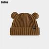 New Fashion Knitted Hat Women Girl Cute Bear Ear Knitted Hat Autumn Winter Warm Hat Couple Hat Elastic Woolen Knitted Hat Black