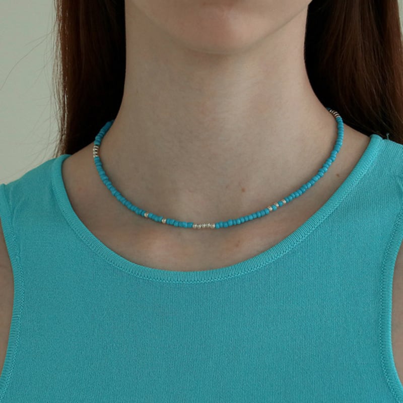 Less Is More Blue Beads Necklace