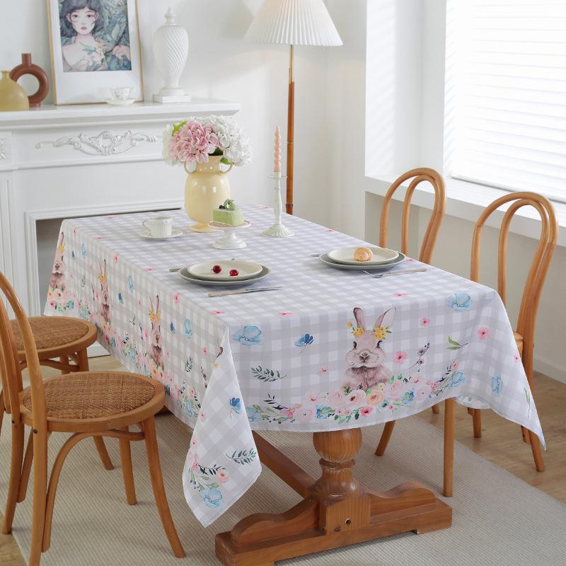 Easter Waterproof and Oil Proof Tablecloth Home Decoration Tablecloth Rectangular Anti Scald and Wear-resistant Easy To Maintain