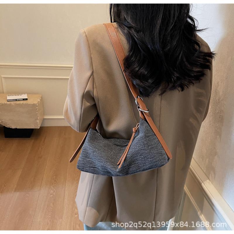 Stylish and Simple Denim Underarm Bag Casual Versatile Women's Bag Single Room Messenger Bag
