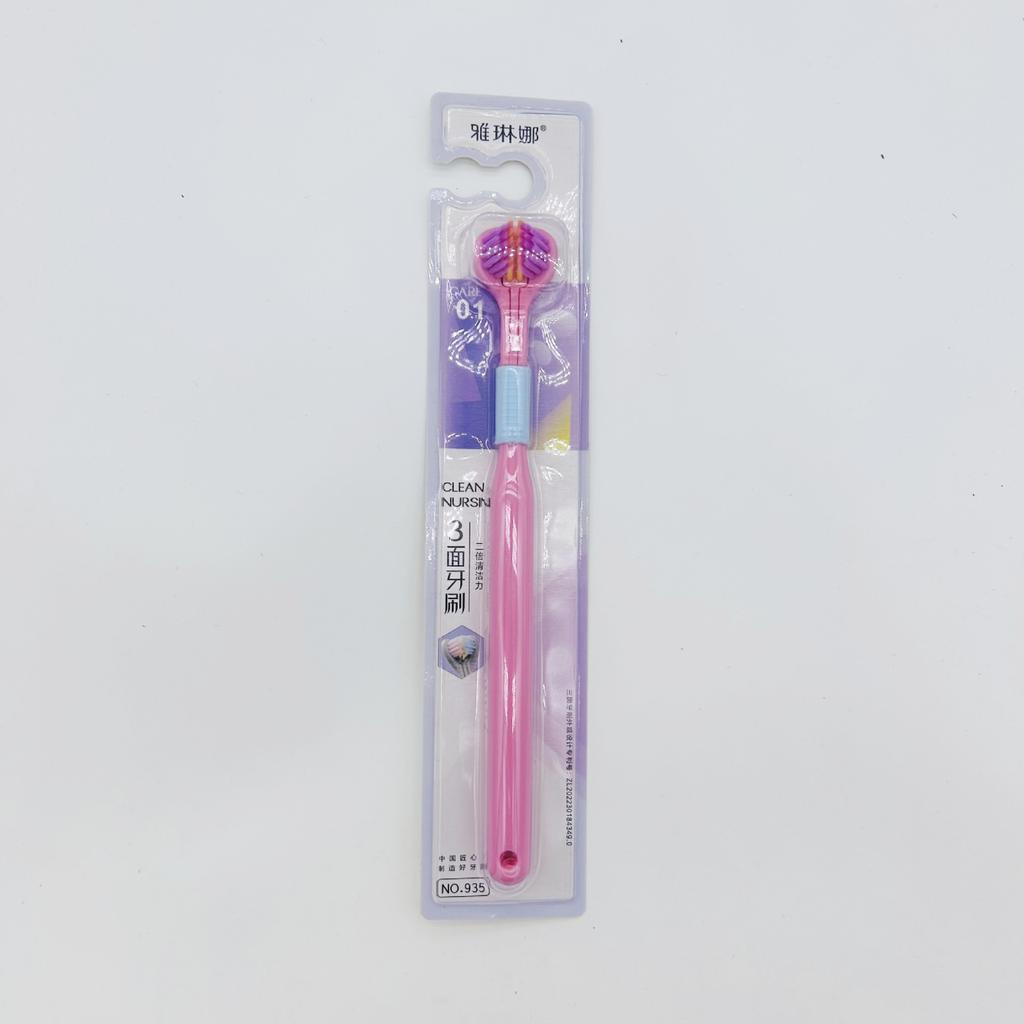 -lado Raspador de Lengua para Adultos de Cerdas Suaves Color Macarrón