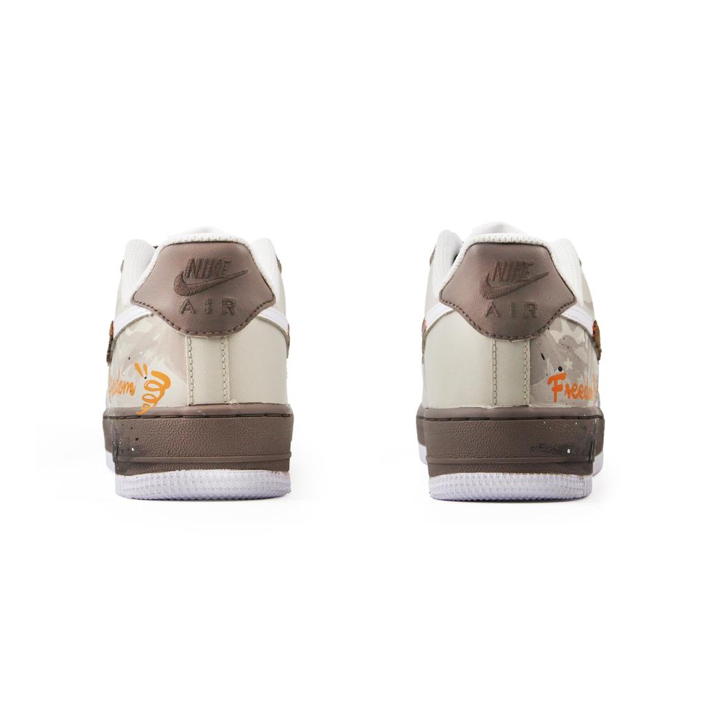 Nike Air Force 1 Slip Resistant Abrasion Resistant Low Top Skateboard Shoes Unisex White Brown CW2288-111(Team963-)