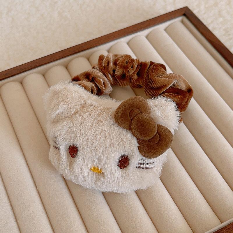 Cat Golden Velvet Large Intestine Hair Ring Bow Plush Accessories