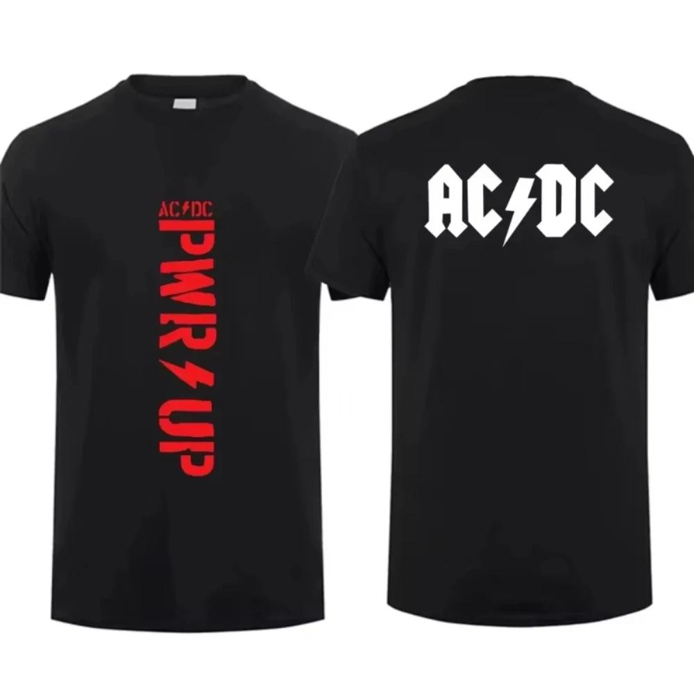 2026 Gorąca Wyprzedaż Lato Damska Bawełniana Koszulka Legendarnego Zespołu AC Power Up DC Czarna Męska Koszulka z Krótkim Rękawem Cool Hip Hop Streetwear T-shirt