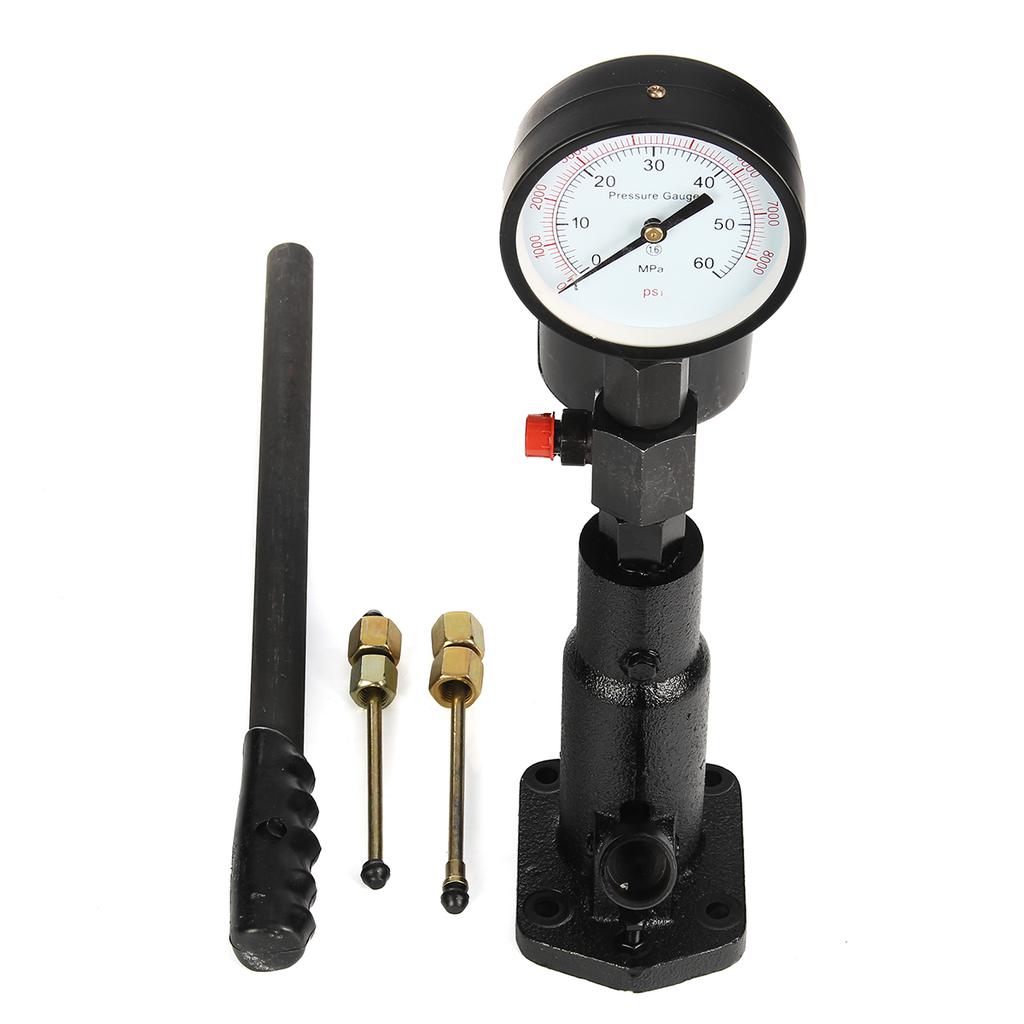 Bar/PSI 0-60Mpa Steel 1L Pop Diesel Injector Nozzle Pressure Tester Dual Scale Read Gauge Black High Pressure Pipe Diagnostic