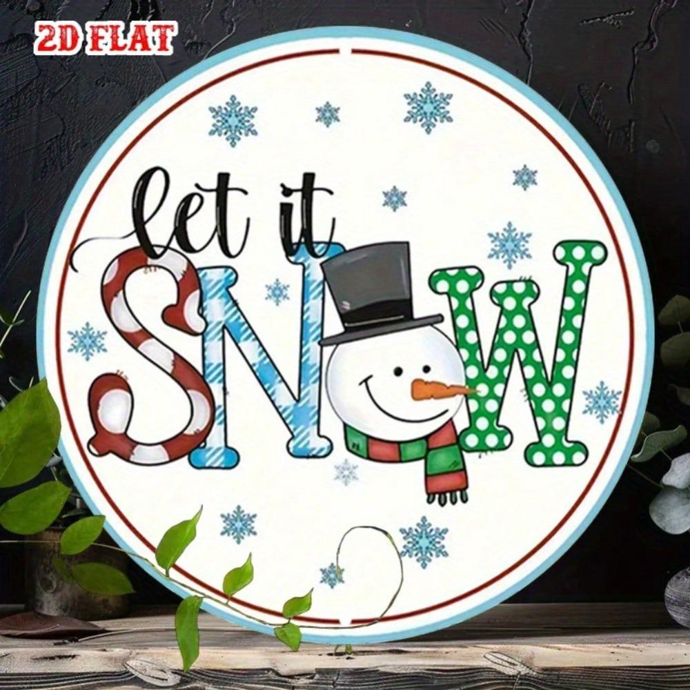 Vintage Let It Snow Metal Tin Sign Winter Snowflake Rustic Farmhouse Wall Art Decor