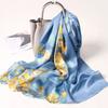 Women 100% Real Silk Long Scarf Luxury Flower Print Chinese Silk Headband Scarves  Natural Silk Shawls Wraps Foulard Femme