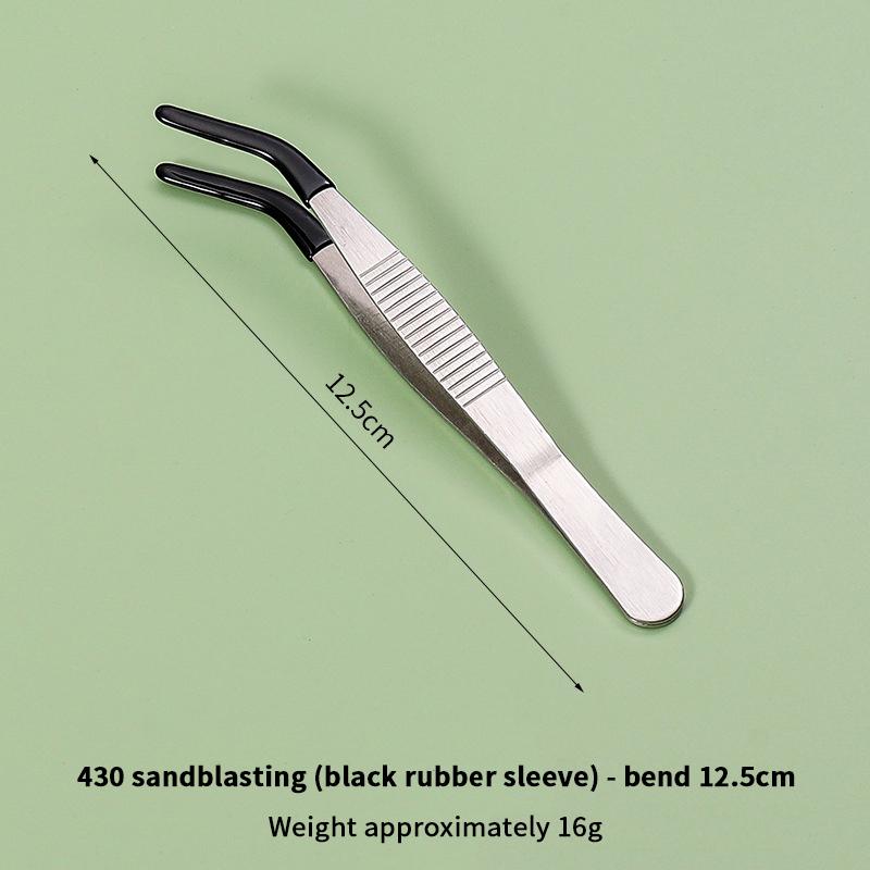 Pet Feeding Accessories: Straight and Curved Stainless Steel Tweezers with Rubber Tips for Aquarium Reptiles