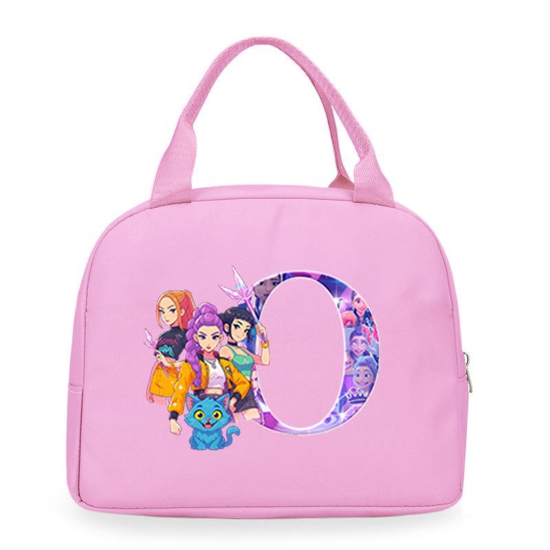 Trend Kpop Anime Cartoon Peripheral 26 Letter Printing Bento Bag Commuter Portable Lunch Box Bag