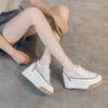Leather little white shoes women's 2025 new mesh breathable thick baseplate shoes muffin sports shoes inner height increase casual women's shoes