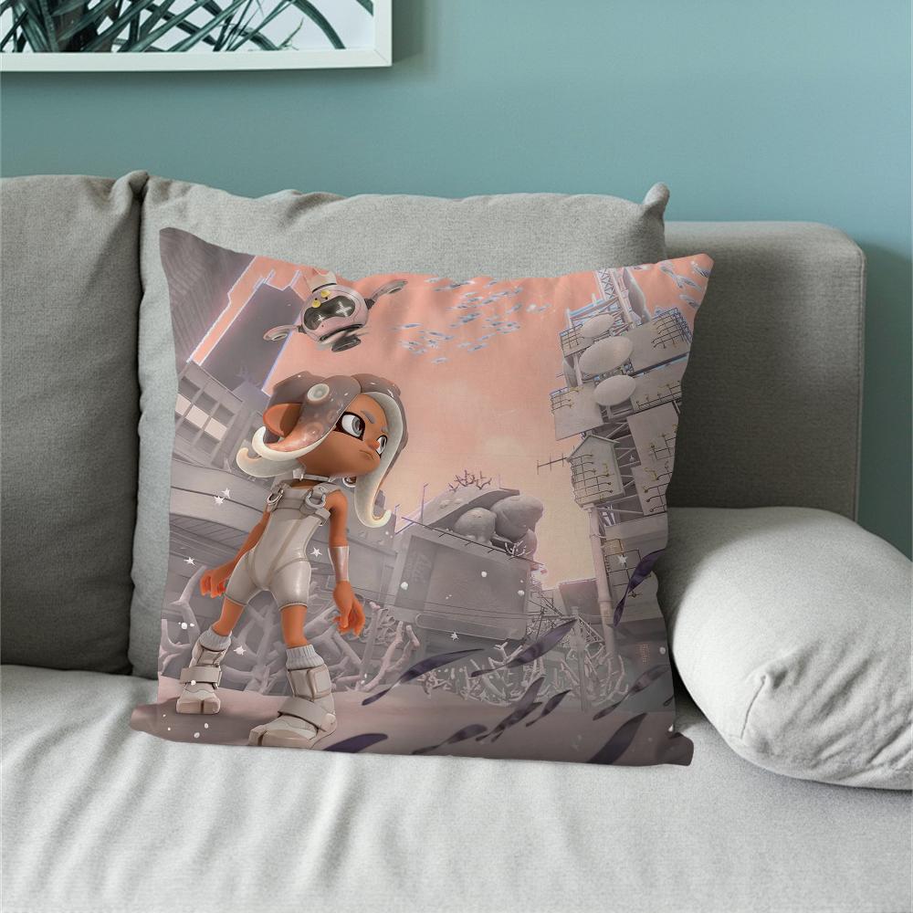 Classic Game S-Splatoon 3 S-Side-Order Pillow Case Sofa Living Room Bedroom Headboard Backrest Cushion Square Cushion Nap Time