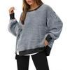 Women's Long-sleeved Round-neck Striped Round-neck Versatile Casual Loose Sweatshirt
