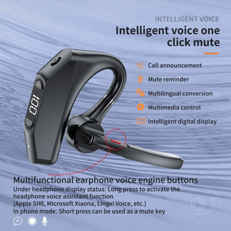 Bluetooth Business Earphones Talk/Music Time 20/30 Hours LED Digital Display With MlC Noice Cancelling Wireless Headset