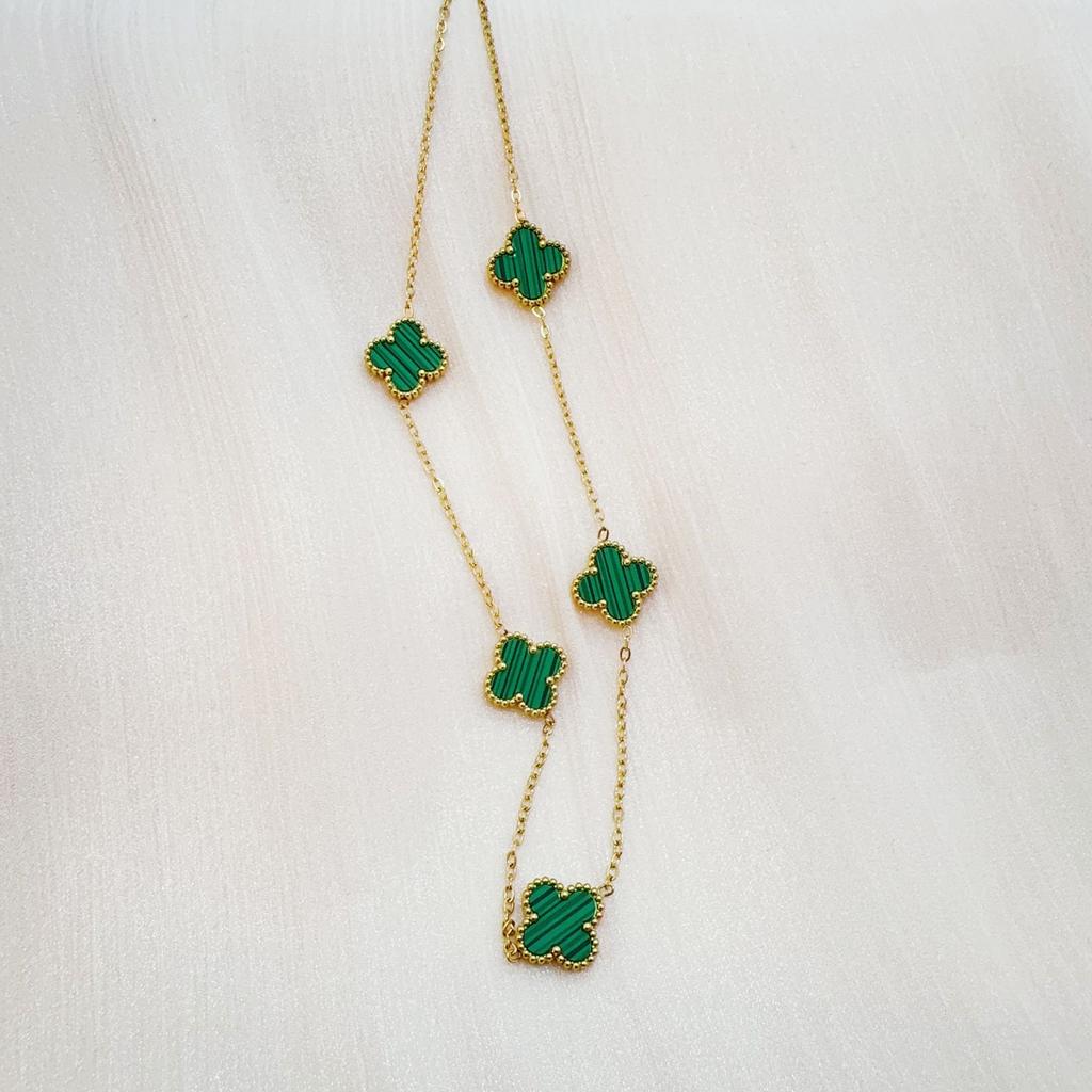 Double Sided Titanium Steel Clover Bracelet Necklace Ring Earrings Women's Non Fading Set Jewelry