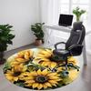 1PC Sunflower Garden Office Round Area Rug, Mat Suitable For Office, Under Office Chairs Bedroom Living Room Home Decor, Room Deco