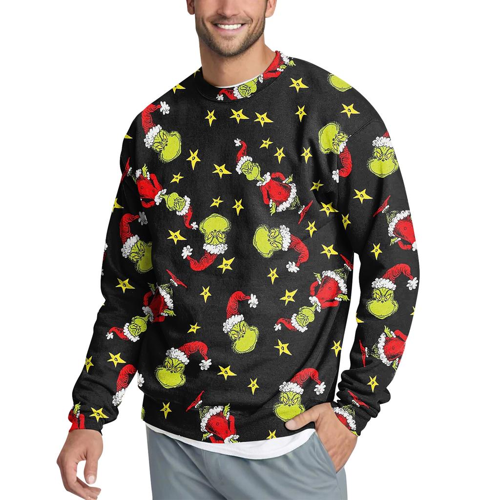 Men's Casual Fashion Printed Round Neck Pullover Sweatshirt
