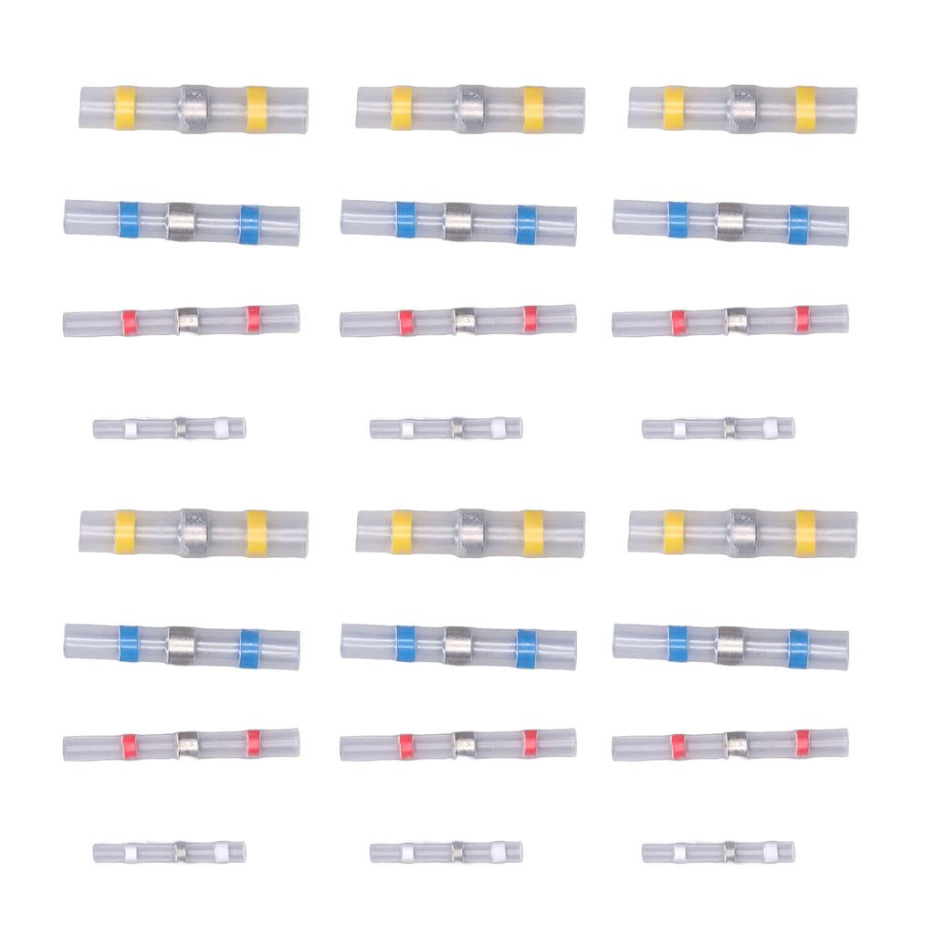 100Pcs Heat Shrink Butt Connectors Crimp Terminals Waterproof Solder Seal Electrical Splice Kit