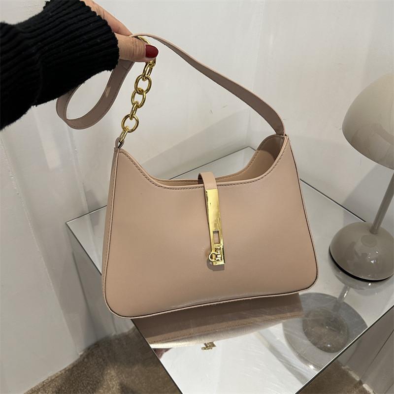 Trendy 2023 Winter New Pure Color Pu Underarm Bag French Style Shoulder Bag For Women