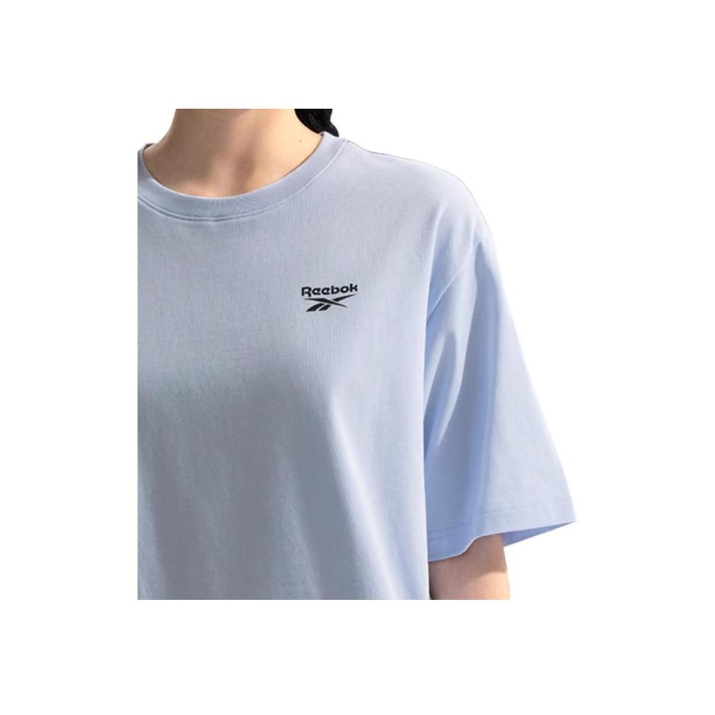 Reebok Fashionable Comfortable Versatile Casual Loose Short Sleeve T-Shirt Unisex Tops Light-Blue 24SRM427UGB1